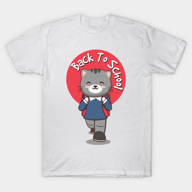 Back To School Cat T-Shirt by Luna Illustration